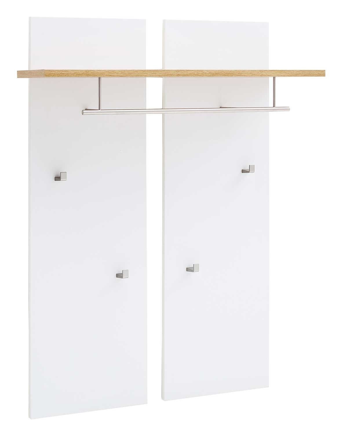 MCA furniture Шафиpaneel CALI, Weiß matt, Eiche Wotan Dekor, 4 Haken, mit Hutablage, inkl. Kleiderstange, B 88 x H 118 cm