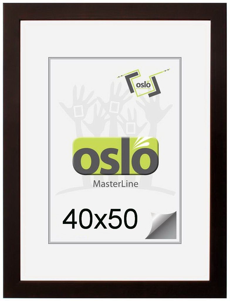 Oslo MasterLine Einzelrahmen Bilderrahmen 40 x 50 cm Holz massiv FSC Echtglas Hoch- und Querformat, Portraitrahmen schwarz