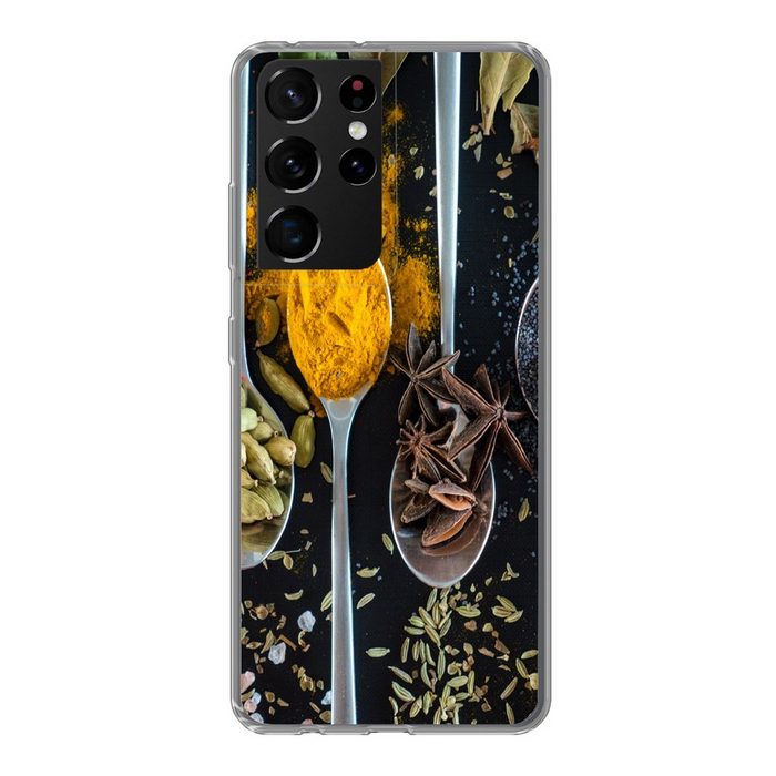 MuchoWow Handyhülle Löffel - Gewürze - Lebensmittel - Tisch Phone Case Handyhülle Samsung Galaxy S21 Ultra Silikon Schutzhülle