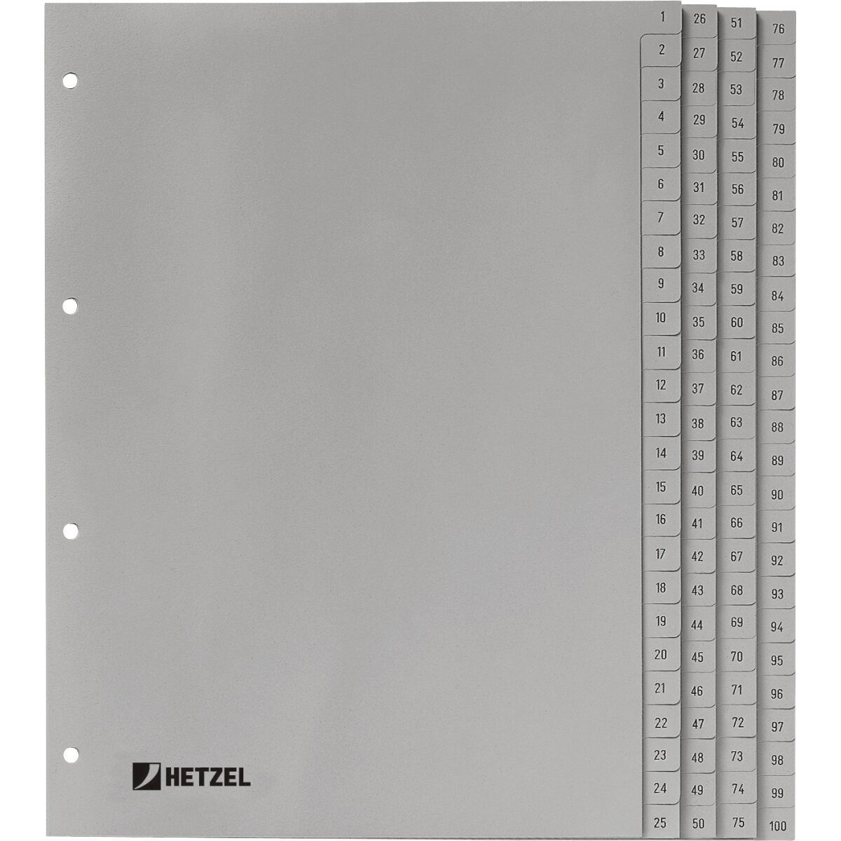HETZEL Aktenordner Register A4 PP 1-100 grau