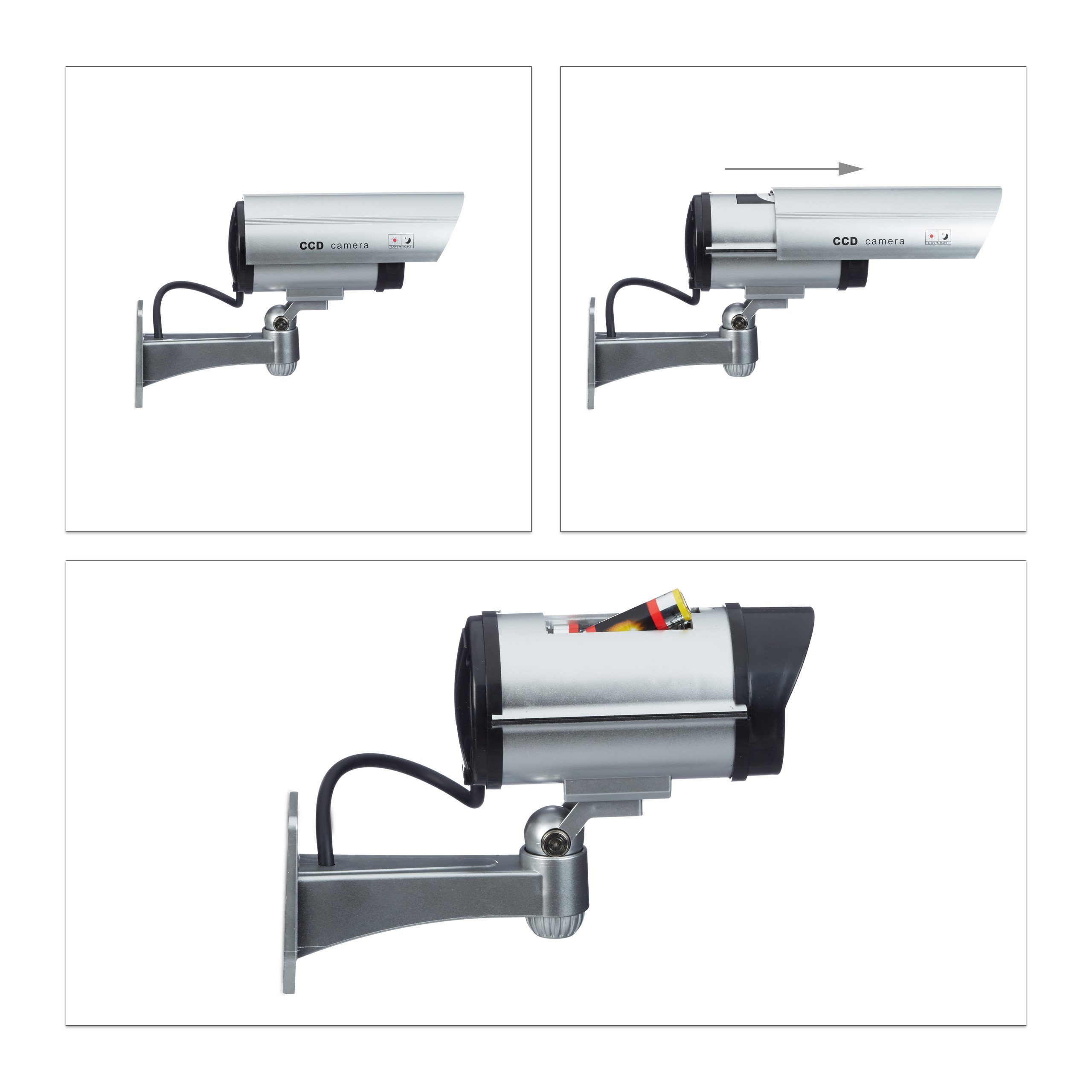 relaxdays Überwachungskamera Attrappe Dummy Kamera