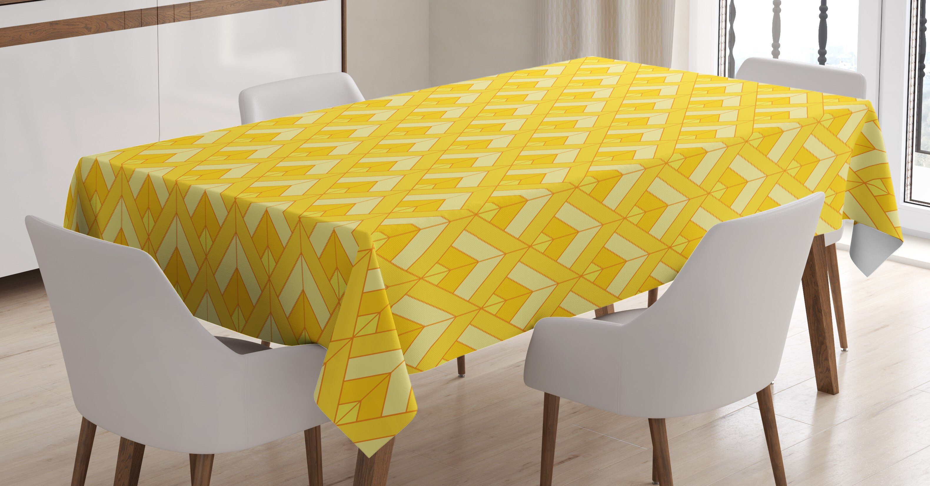 Abakuhaus Tischdecke Farbfest Waschbar Für den Außen Bereich geeignet Klare Farben, Senf Abstrakt Nested Rhombuses | Tischdecken