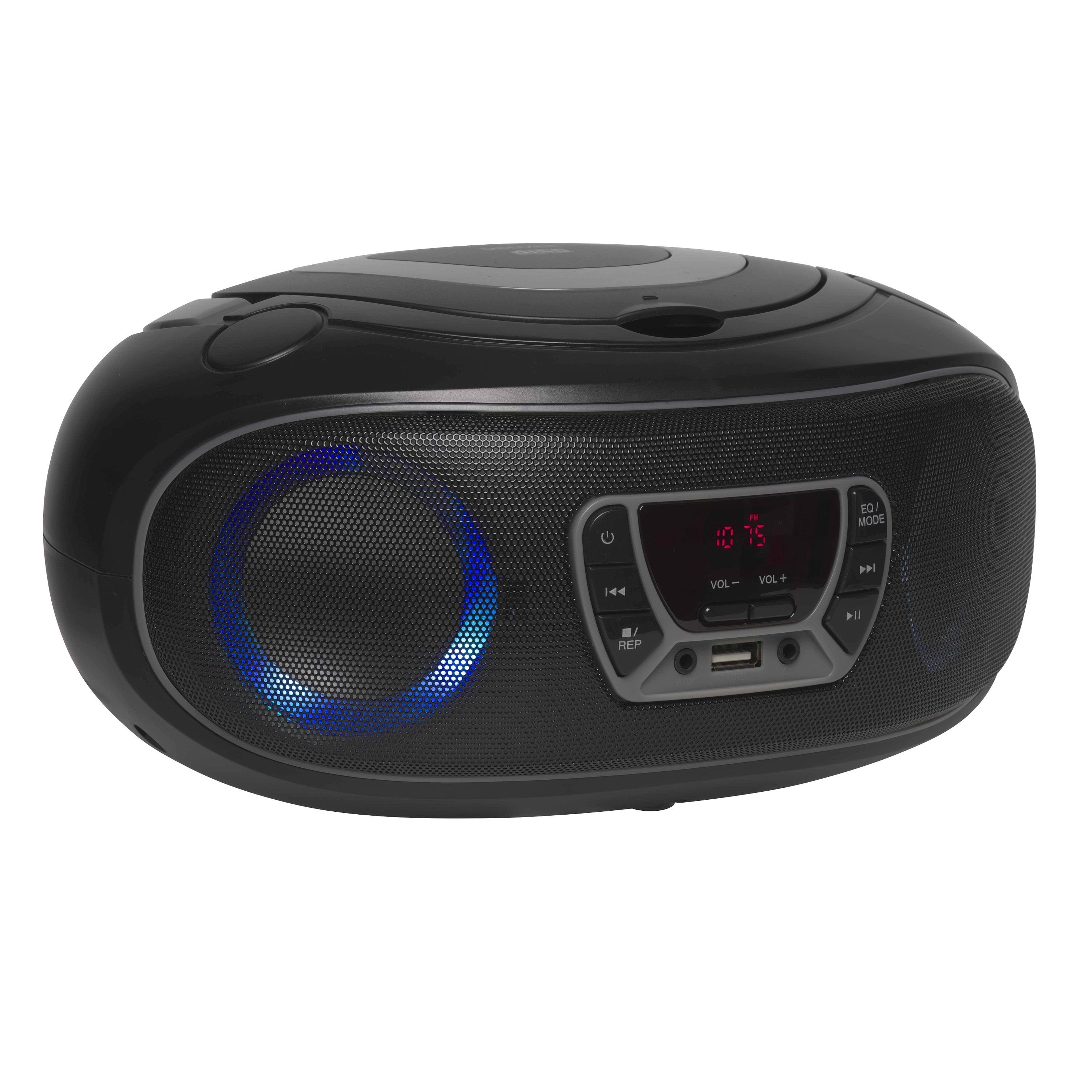 Denver TCL-212BT GREY AUX-IN, Grau Radio, und LED Kopfhörerausgang (UKW Boombox Bluetooth, USB, Partylicht)