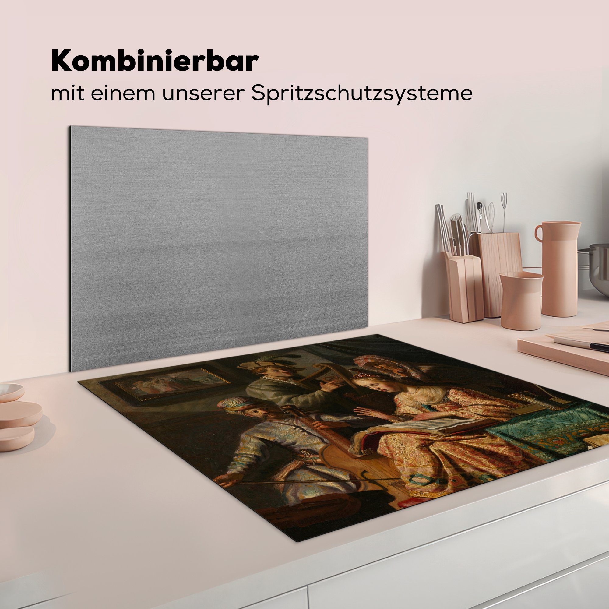 tlg), küche (1 des van MuchoWow Ceranfeldabdeckung, Rijn, cm, Gesellschaft Vinyl, - Die Musikers Arbeitsplatte Herdblende-/Abdeckplatte Rembrandt für 78x78