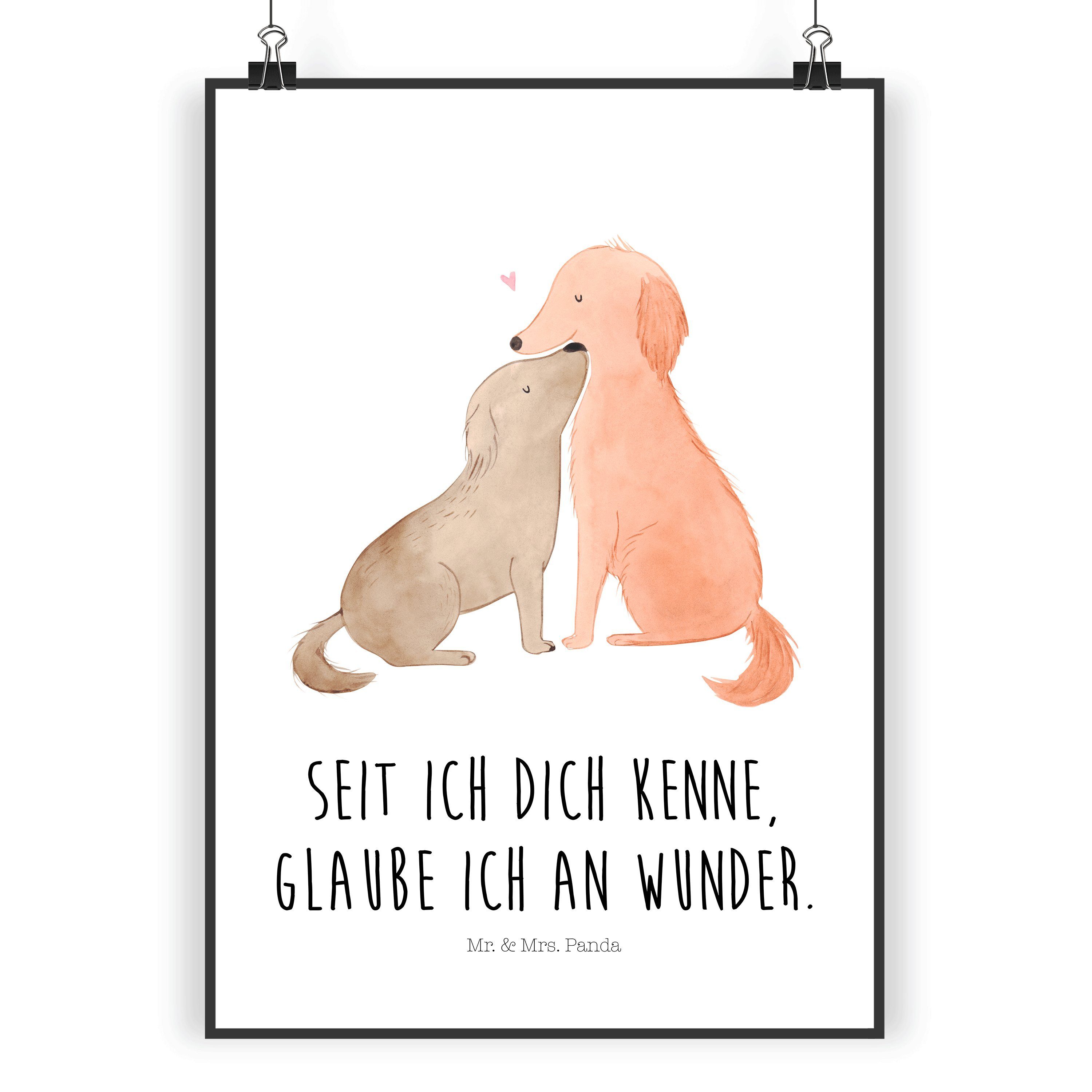 Poster DIN A5 Hunde Liebe - Weiß - Geschenk, Vertrauen, Herz, Küchenposter