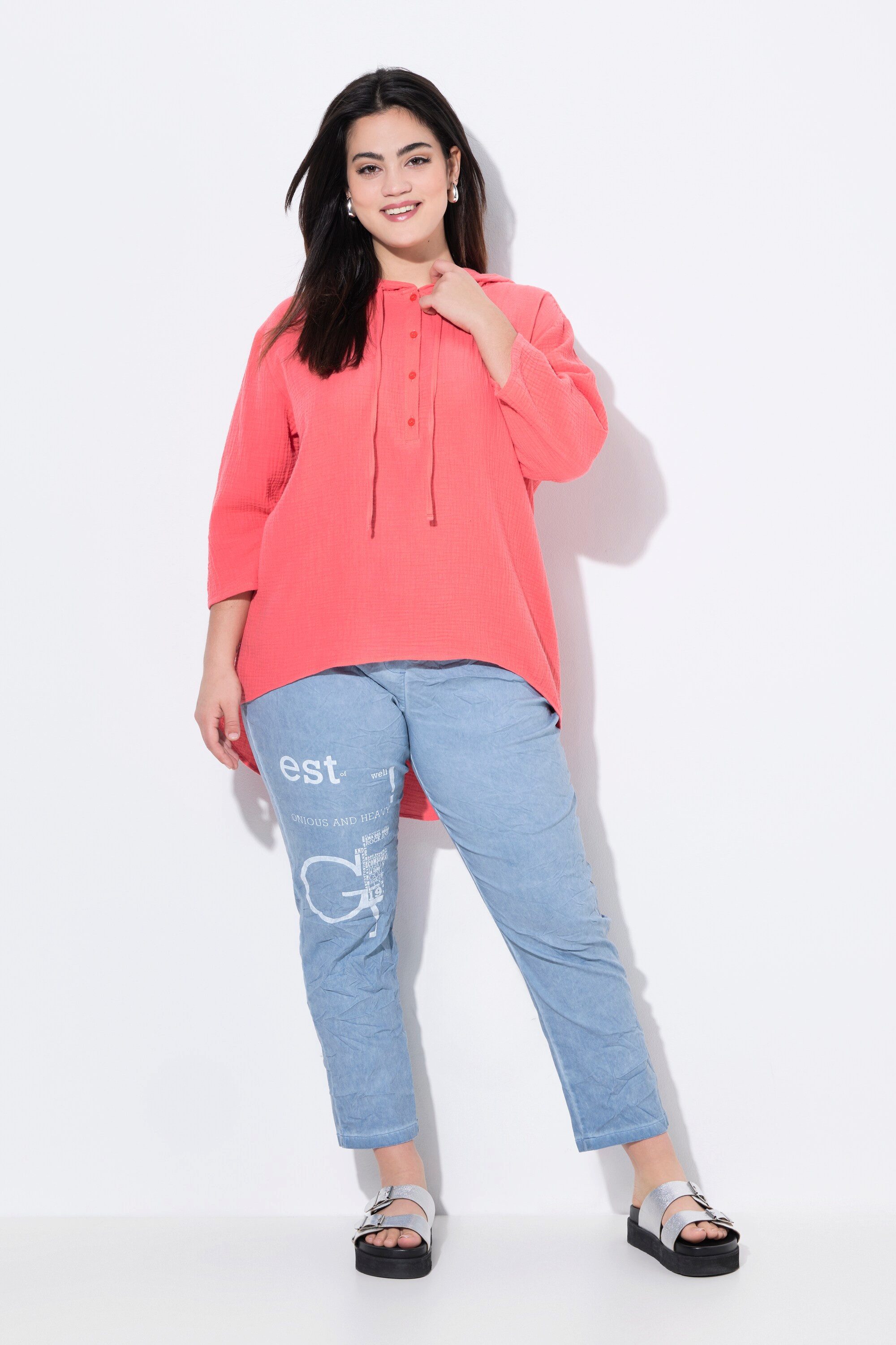 Angel of Style Longbluse Bluse A-Linie Musselin Kapuze günstig online kaufen