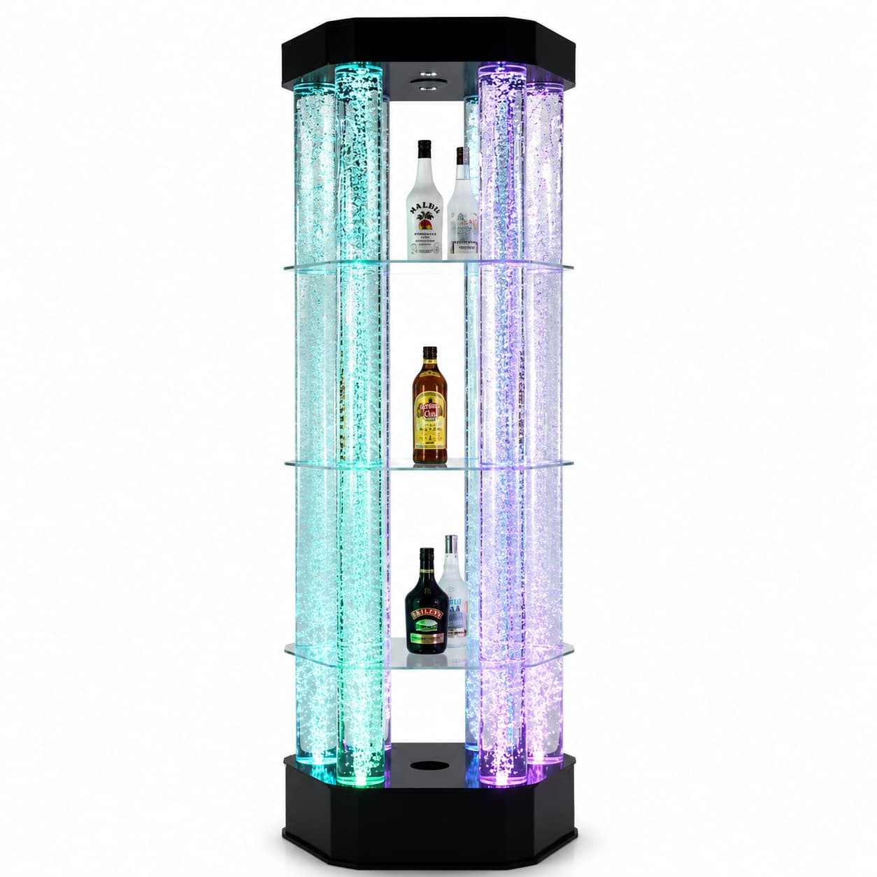 JVmoebel Barschrank Led Wasser Wand Bar Säule Wassersäulen Theke Beleuchtet Regale Made in Europa