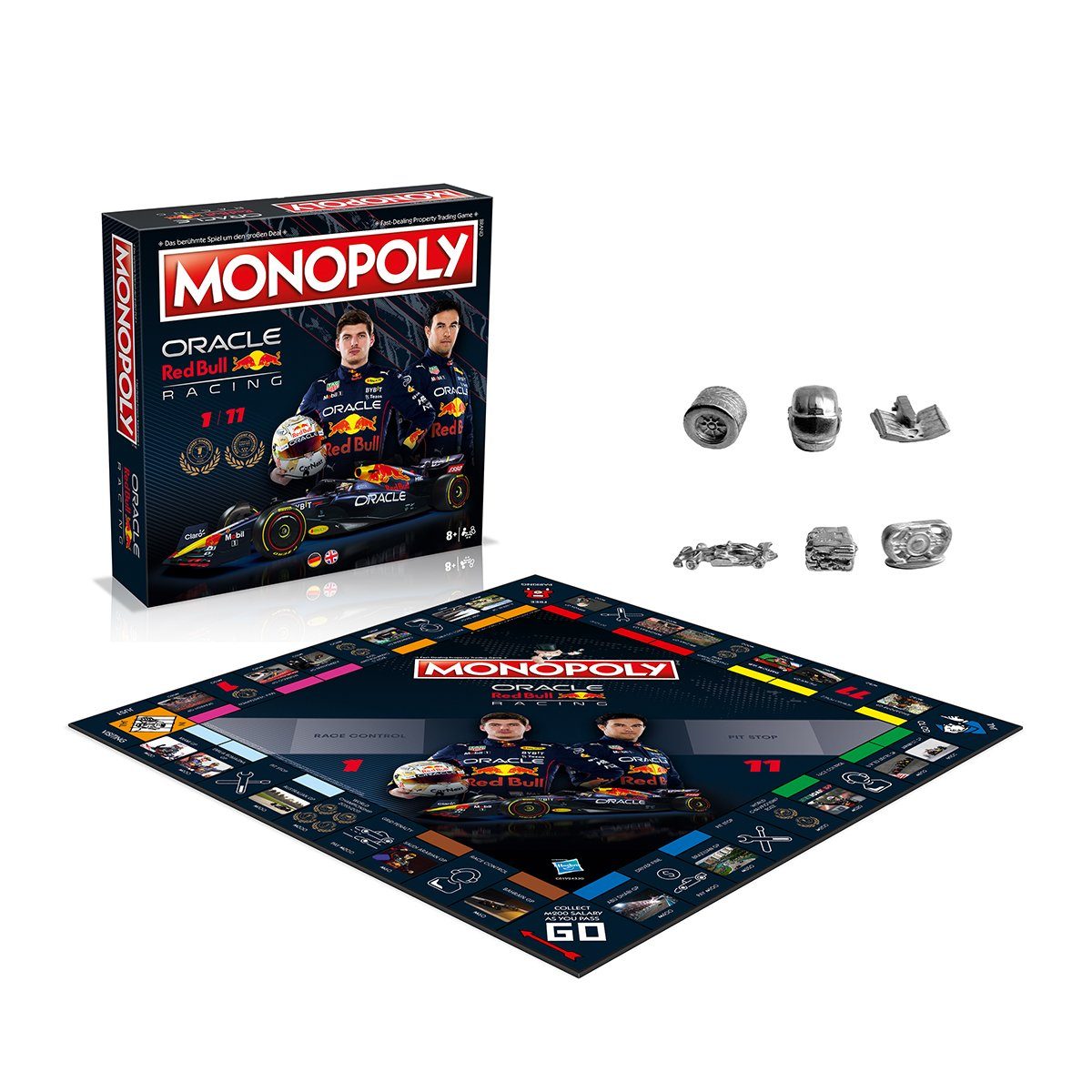 Winning Moves Spiel, Brettspiel Monopoly komplett (deutsch/englisch), Bull Red Racing - zweisprachig