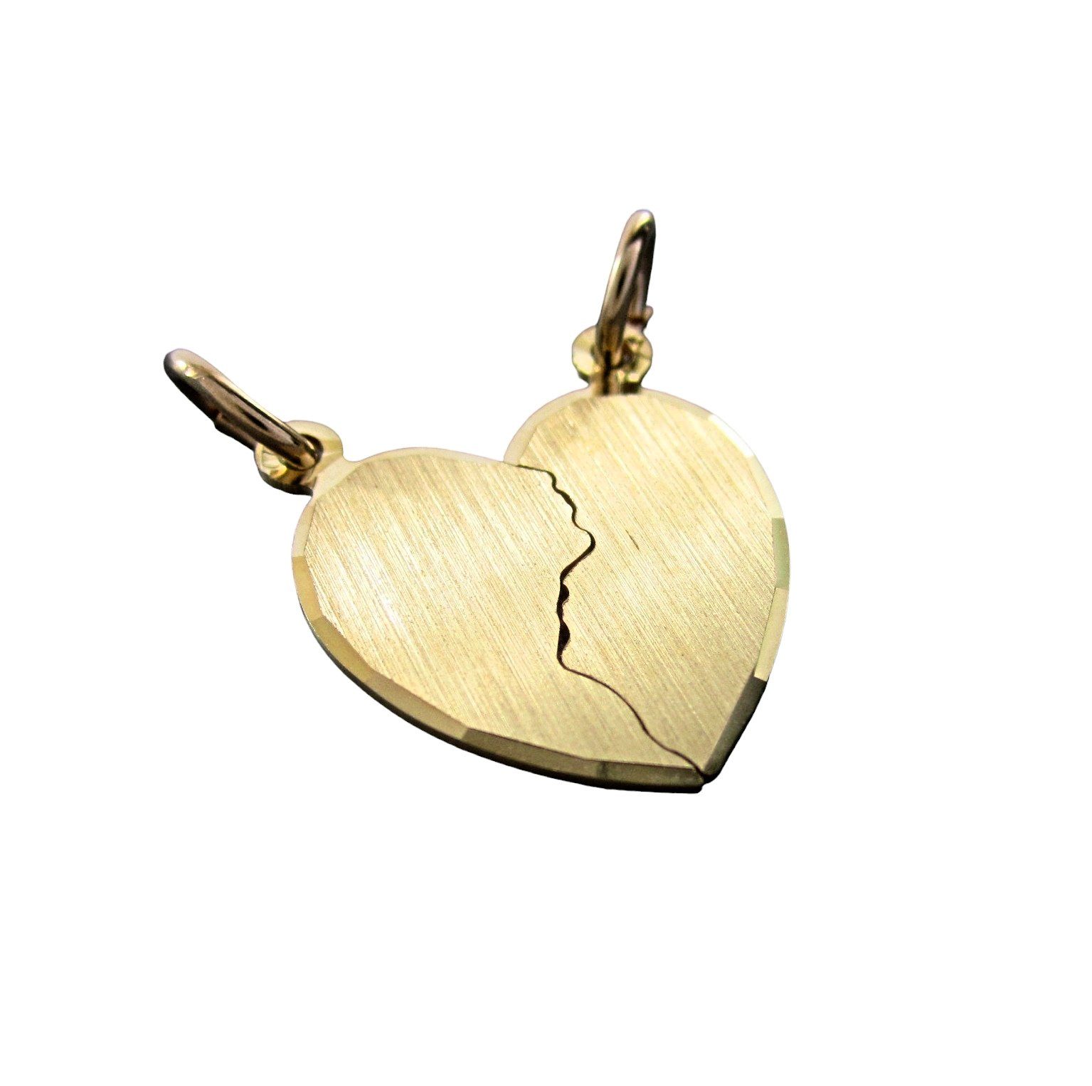 Herz 585er Kettenanhänger Amor-Aufkleber der Kettenanhänger Gelbgold auf NICEANDnoble Rückseite Partnerherz,
