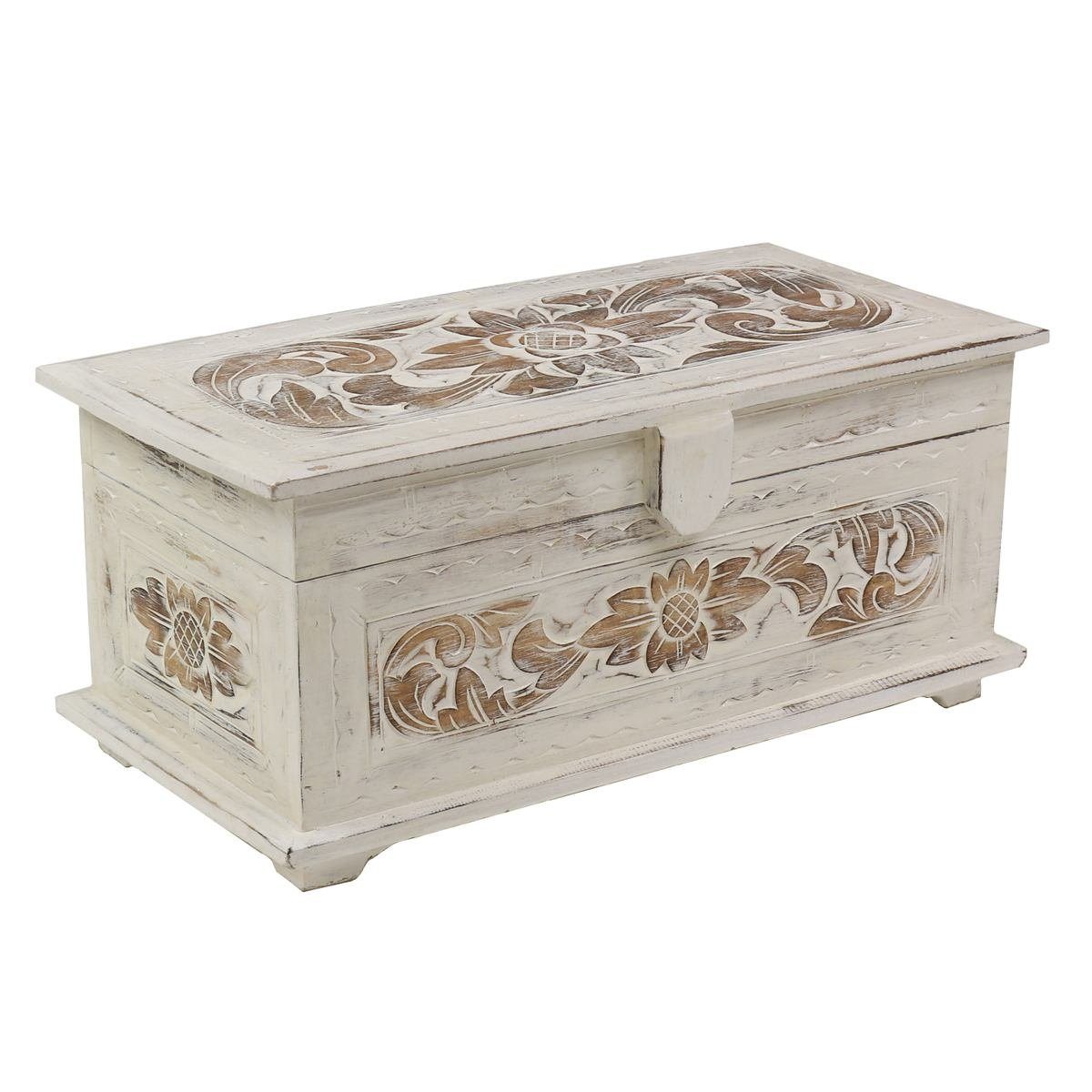 Oriental Galerie Truhe Weiße Truhe Blumen Groß 60 cm Design 2 günstig online kaufen