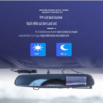 yozhiqu 12-inch streaming media driving recorder with carplay Android auto2K Dashcam (Parkvideo, lichtlose Nachtsicht,hochauflösendes Video vorne und hinten)