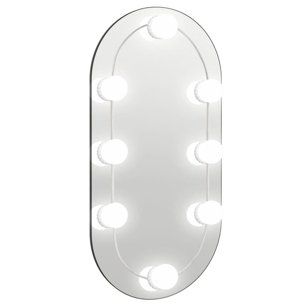 vidaXL Oval (1-St) LED-Leuchten Spiegel Glas mit cm 40x20 Spiegel Silber