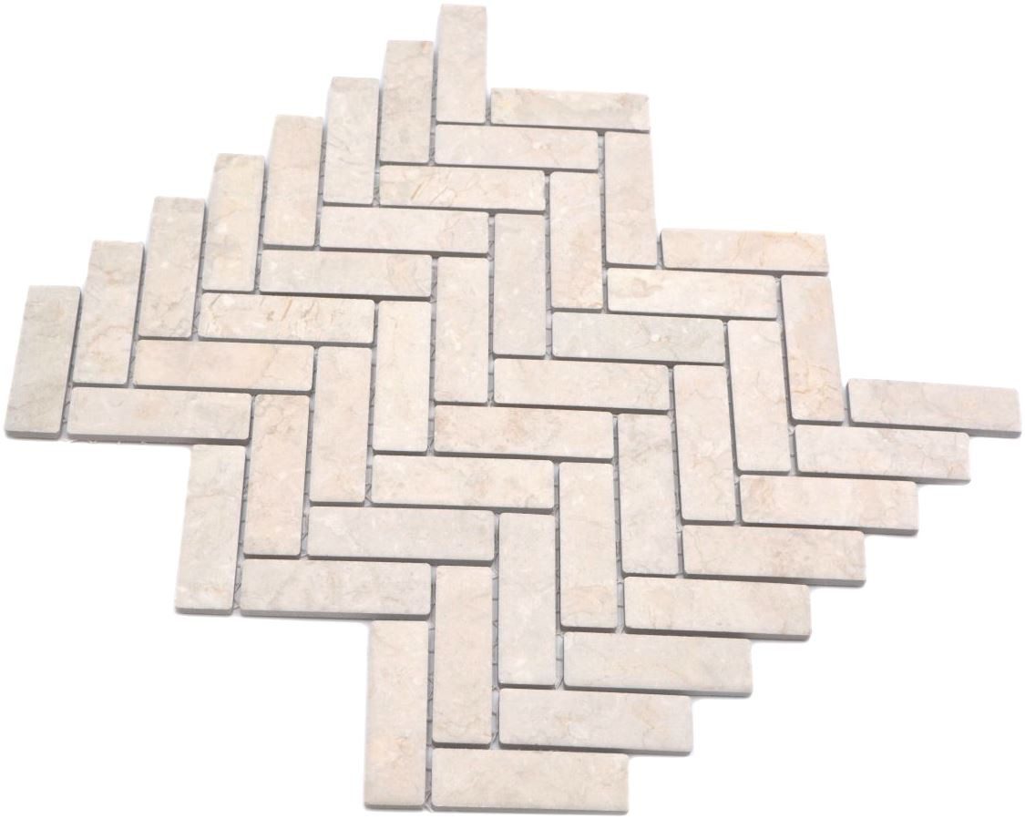 Mosani Mosaikfliesen Fischgrät Mosaikfliese Keramik Steinoptik hellbeige Küche