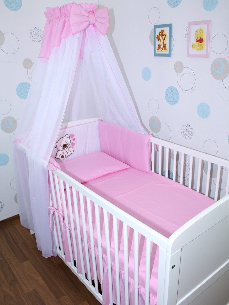 Primawela Babybettwäsche Baby Bettset -5-6 teiliges Set mit Chiffon Himmel Nestchen- BÄRCHEN, 5 teilig