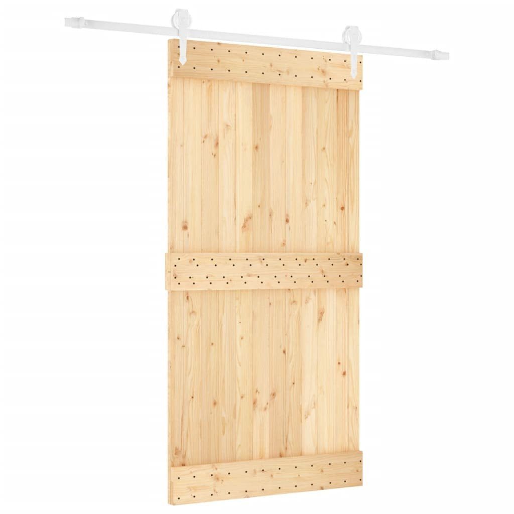 vidaXL Zimmertür Schiebetür mit Beschlag weiß 100x210 cm Massivholz natur Kiefer Zimmer