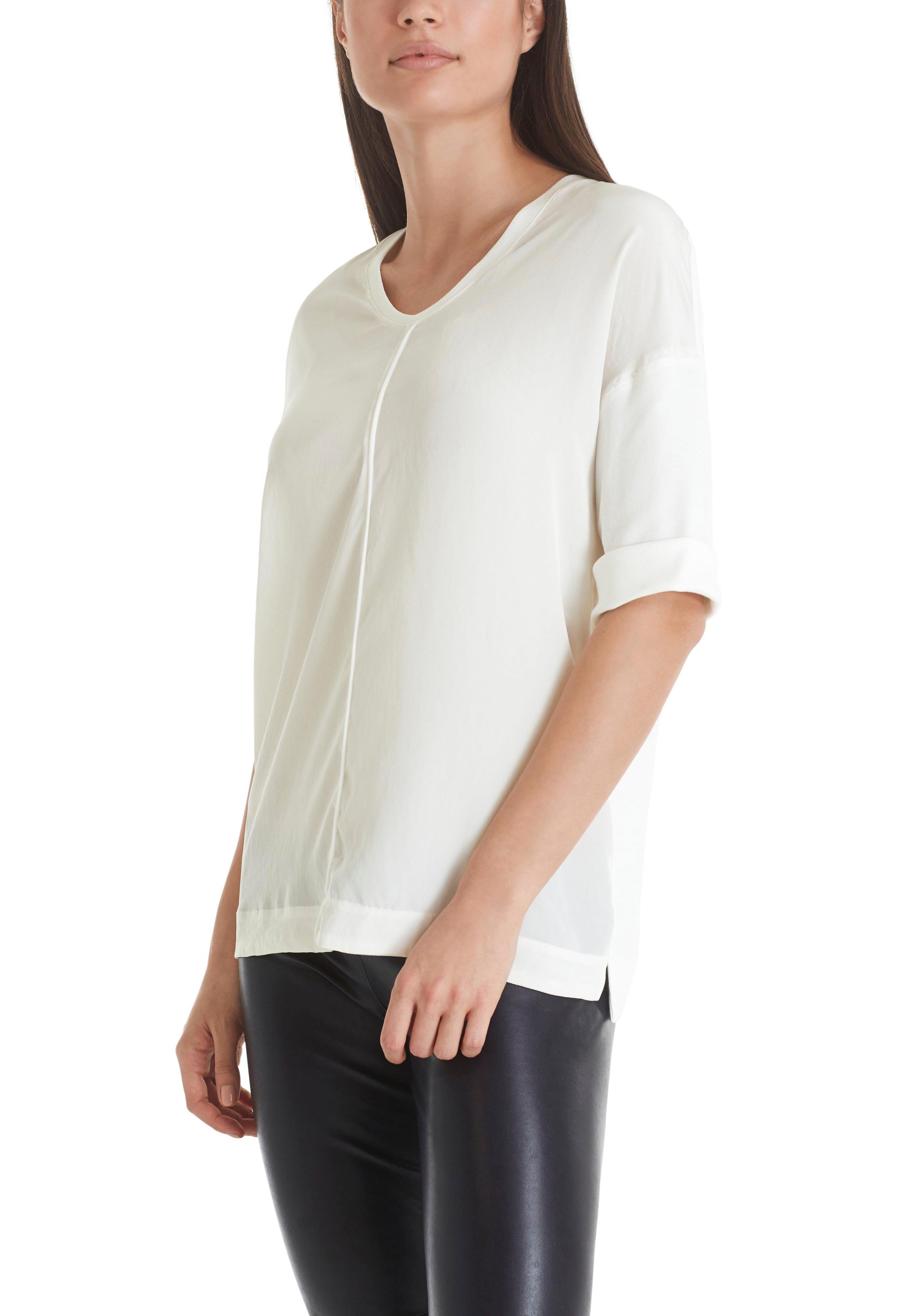 Marc Cain Langarmbluse "Collection Essential" Premium Damenmode Blusenshirt aus Material-Mix off-white
