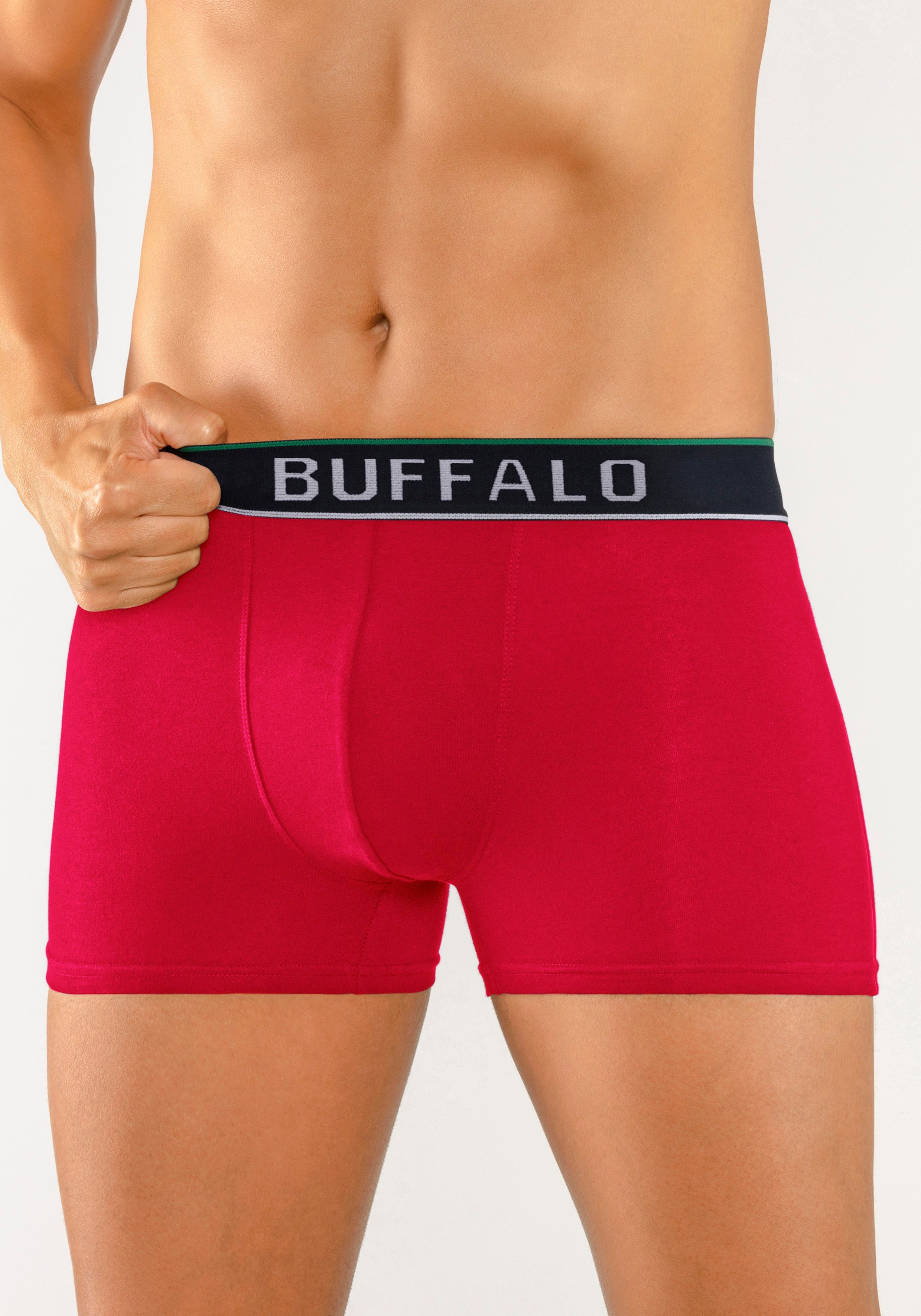 Buffalo Boxer (Packung, blau im 3-St) grün, College Design Webbund rot