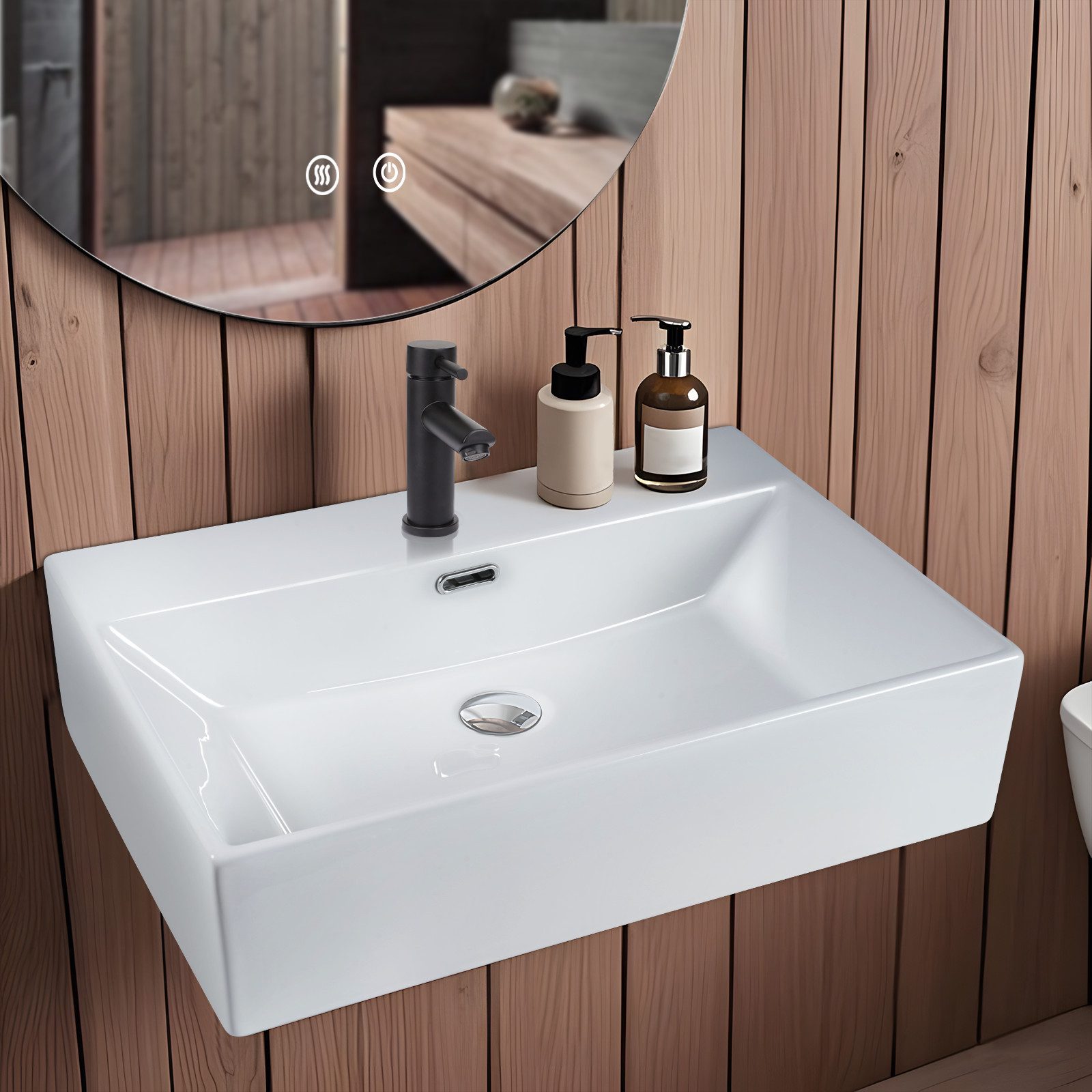 Nettlife Waschbecken Badezimmer Aufsatzwaschbecken Keramik Eckig günstig online kaufen