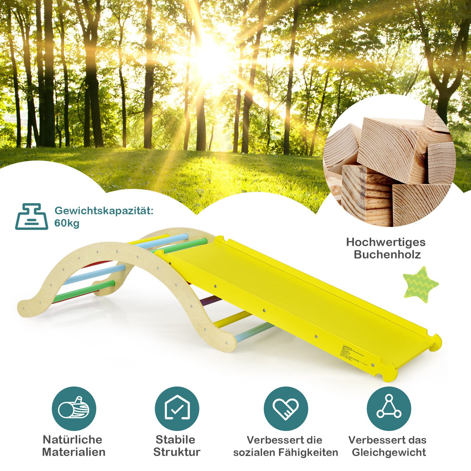 COSTWAY Rutsche 3 in 1 Kletterbogen, günstig online kaufen