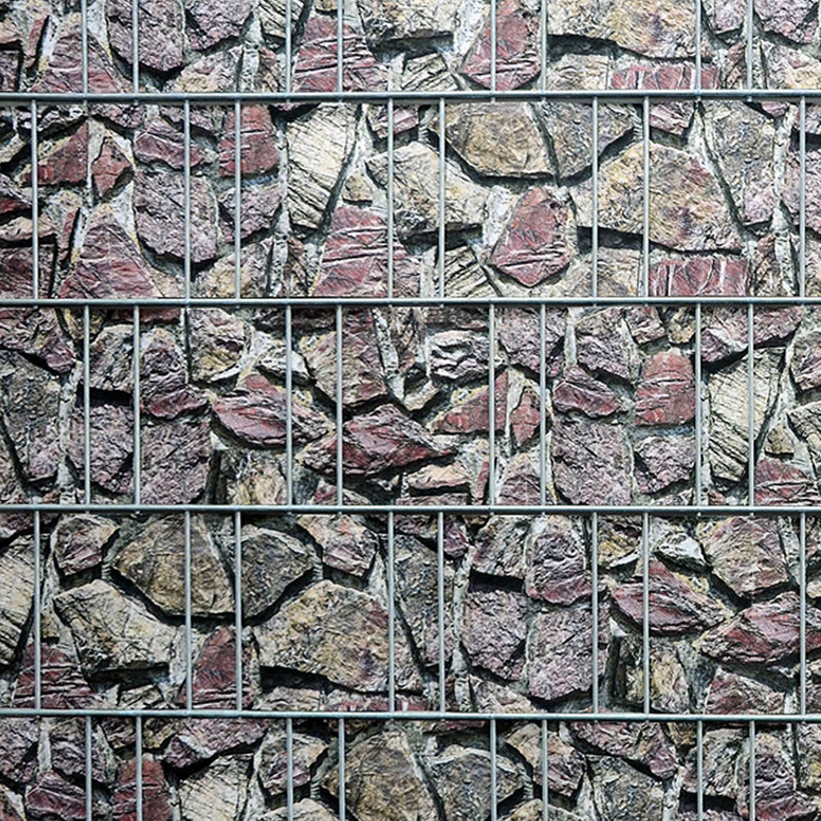 zaunzu Sichtschutzstreifen Naturstein bedruckter Sichtschutz 2,5m x 2,0m, (1 Rolle, Motivdruck Sichtschutzstreifen), Beidseitiger Druck für Doppelstabgitter