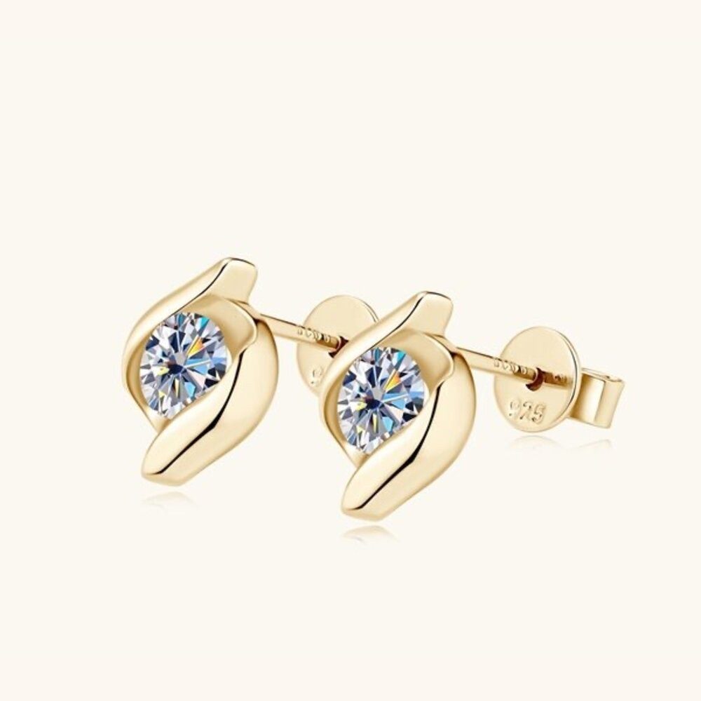 ROUGEMONT Paar Ohrstecker Funkelnde Moissanit Damen Ohrstecker 18K Gold mit Echtheitszertifikat, Echtschmuck