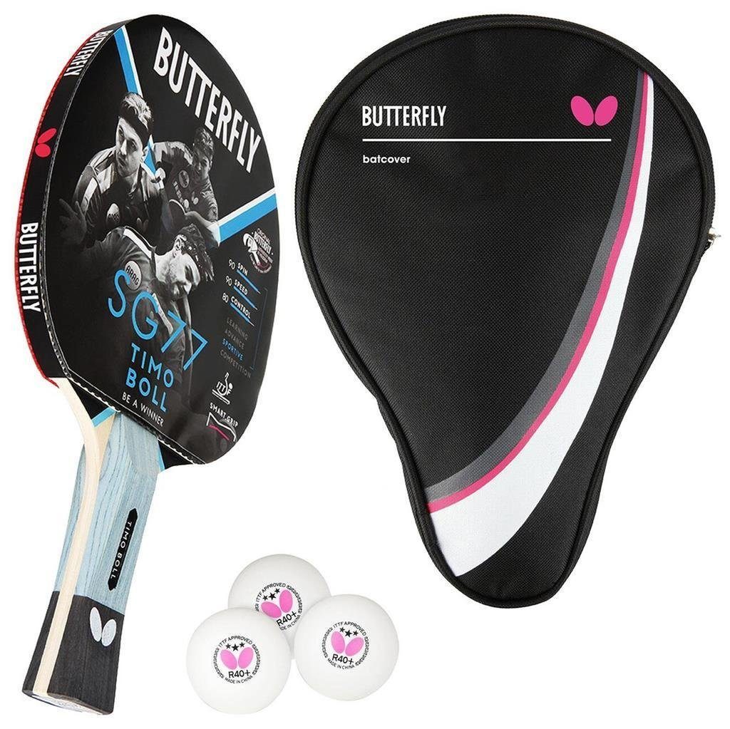 Tischtennisschläger 1x Timo Boll SG77 + Drive Case 1 + Bälle