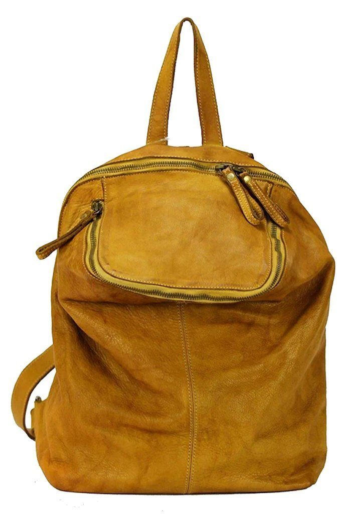 BZNA Cityrucksack Richie Backpacker Designer Gelb Damenhandtasche Schultertasche