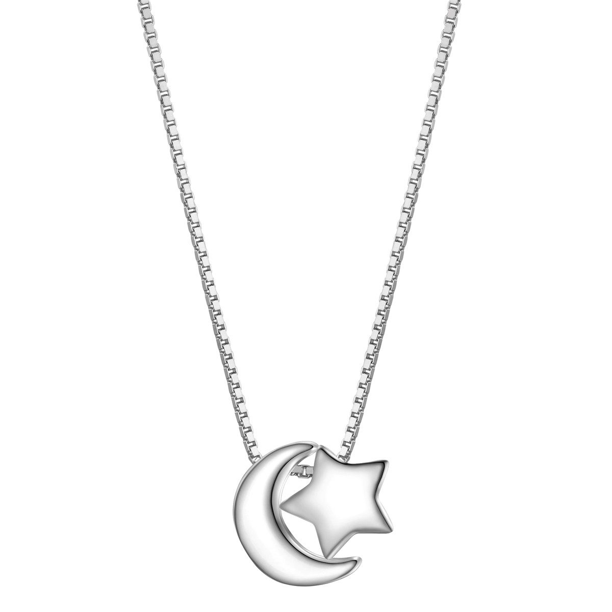 Silberkette Mond/Stern silber