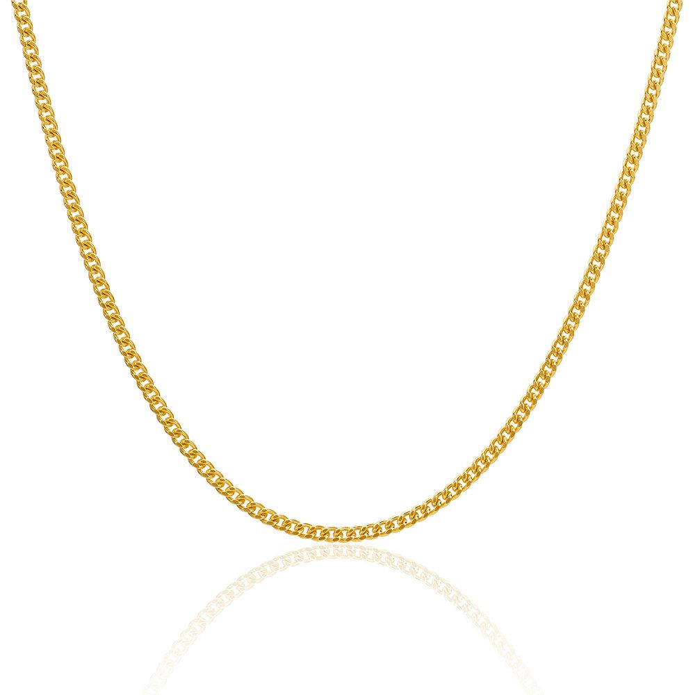 Miore Panzerkette SIL032C - 18 kt vergoldete Damenkette 46 cm - 925 Sterling Silber, Made in Italy