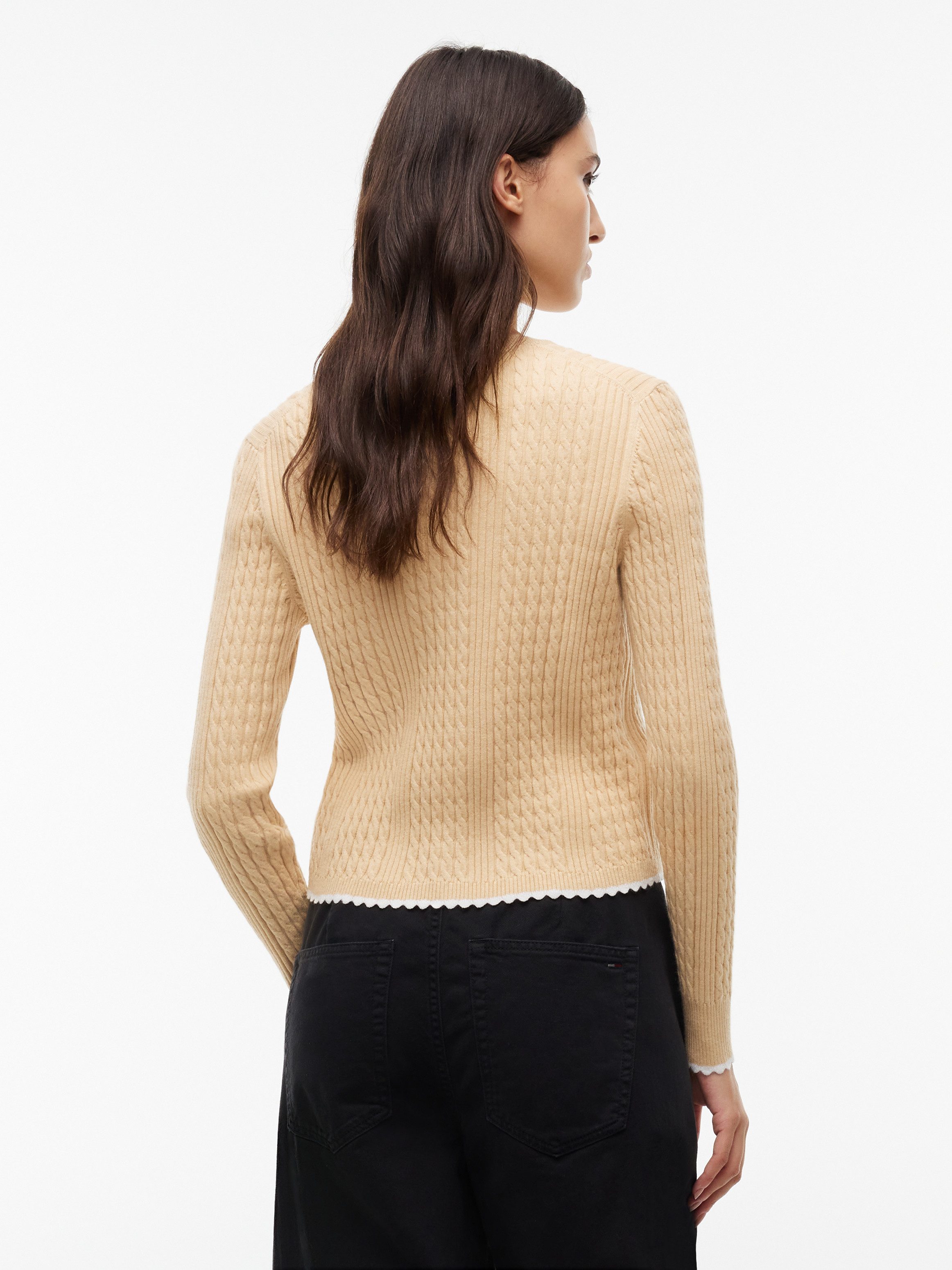 Tommy Jeans Strickjacke TJW CABLE CREW NECK CARDIGAN EXT Viskosemischung, mit Zopfmuster – Bild 3 von 5