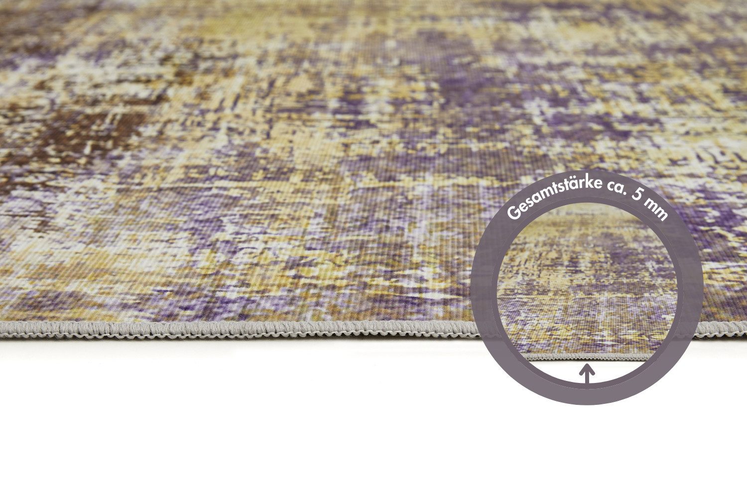 Andiamo Teppich Pila dünner Kurzflorteppich, rechteckig, Höhe: 5 mm, bedruckt, abstraktes Muster, modern, weich, Wohnzimmerteppich – Bild 4 von 5