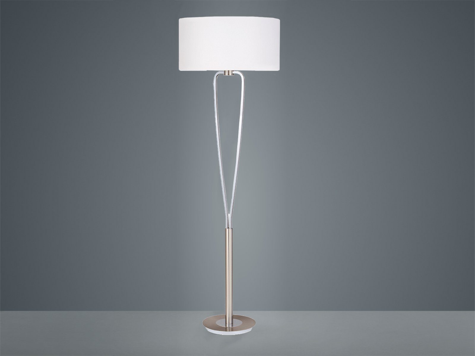 TRIO Leuchten LED Stehlampe, LED wechselbar, Warmweiß, Design-klassiker mit Stoff Lampenschirm Weiß für Ecke, Höhe 160cm