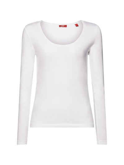 Esprit Langarmshirt Longsleeve mit weitem Rundhalsausschnitt (1-tlg)