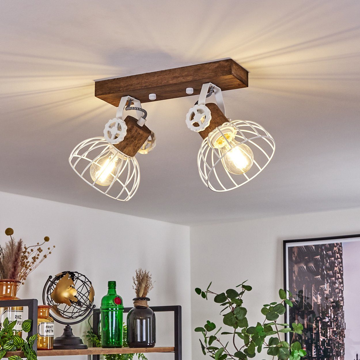 hofstein Deckenleuchte »Cotes« Deckenlampe aus Holz/Metall, günstig online kaufen