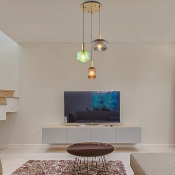 Globo Hängeleuchte Hängeleuchte Hängelampe Pendelleuchte Wohnzimmer Glas 3 Farben, modern, Glas, Retro, bunt, ohne Leuchtmittel, Lichtfarbe ist abhängig vom Leuchtmittel, Pendellampe, Schlafzimmer, Esszimmer, Küche, Flur