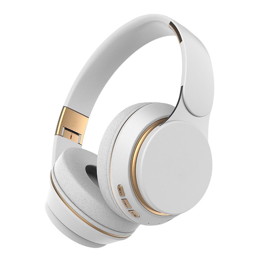 YSDYM Bluetooth Kopfhörer Over Ear, [Bis zu 52 Std] Kabellose Kopfhörer Bluetooth-Kopfhörer (mit 3 EQ-Modi,HiFi Stereo Faltbare Headset mit Mikrofon) Weiß