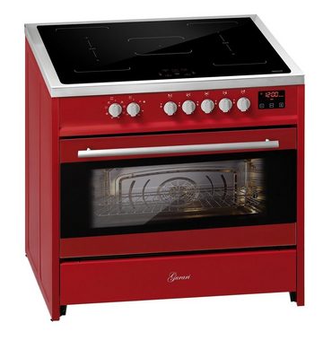 GURARI Induktions-Standherd E 913 R+GCH 461 RD 9, Range Cooker 90 cm/ Elektro Standherd+Dunstabzugshaube 90 cm