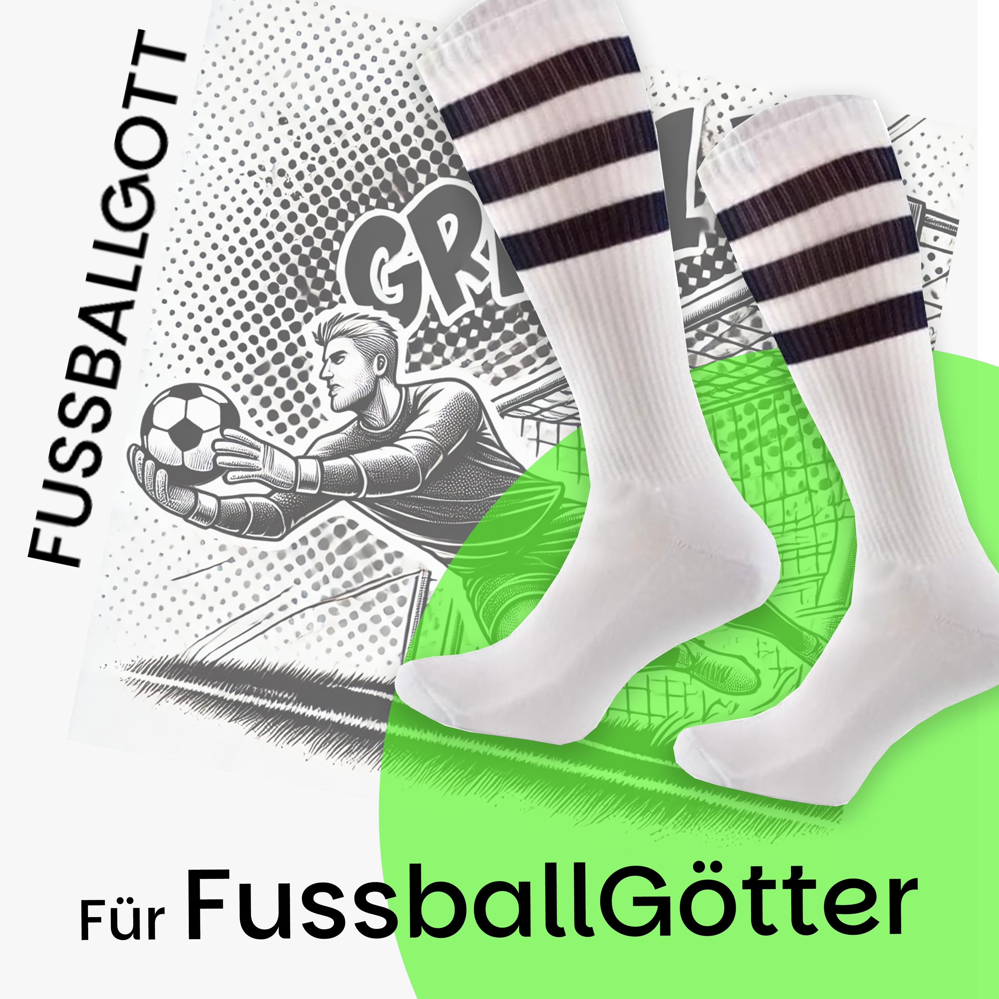 Fussballgott Freizeitsocken FUSSBALLGOTT weisse Sportsocken