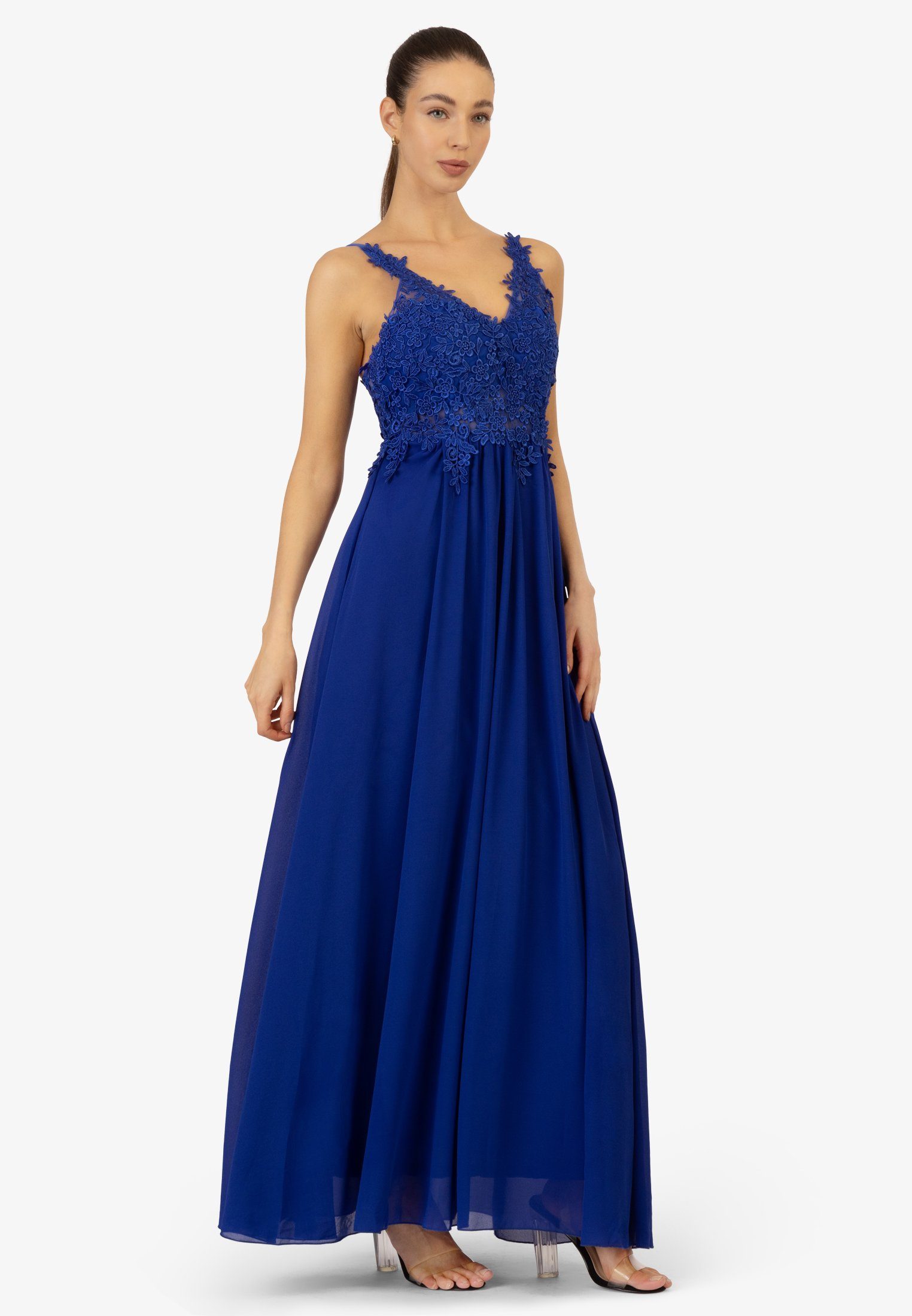 Kraimod Abendkleid royal aus und Mesh blue Spitze Chiffon