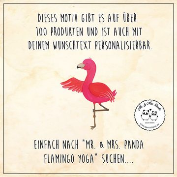 Mr. & Mrs. Panda Kosmetikspiegel Flamingo Yoga - Weiß - Geschenk, Yoga-Übung, Yoga Urlaub, silber, Yog (1-St), Fröhlich & praktisch