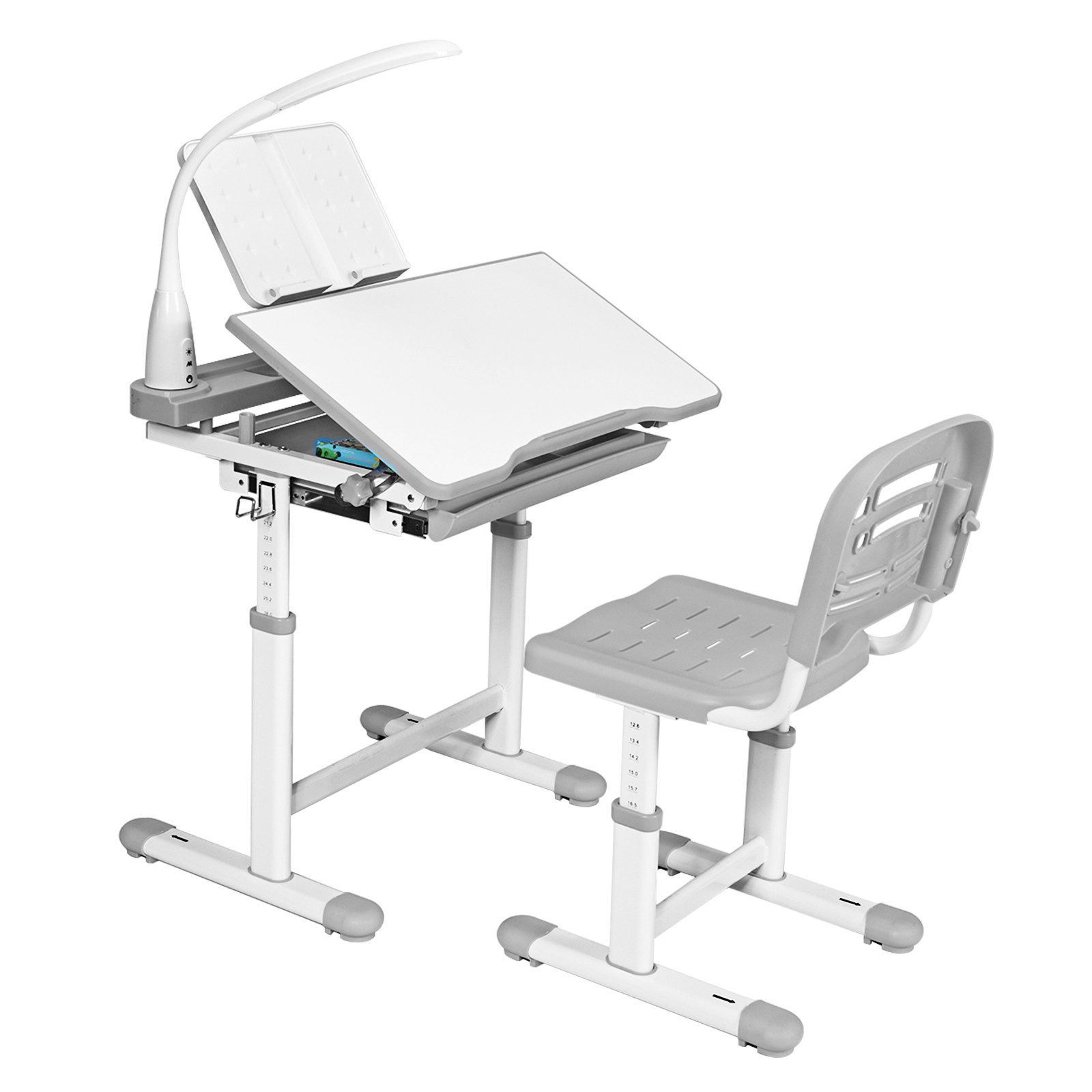 COSTWAY Kinderschreibtisch, mit Stuhl, Lampe & günstig online kaufen