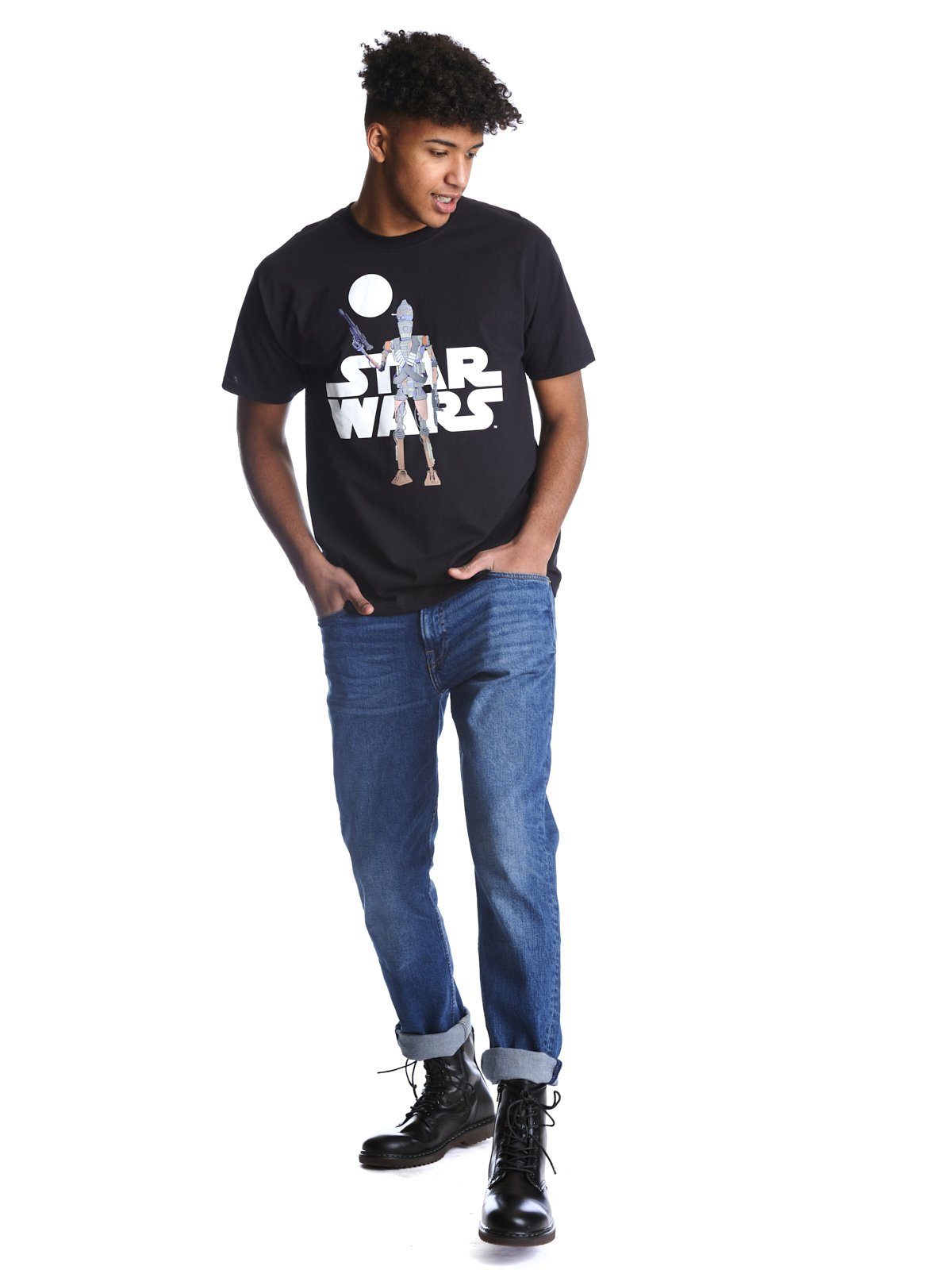 Herren Shirts Star Wars T-Shirt The Mandalorian IG 11 Action Figure