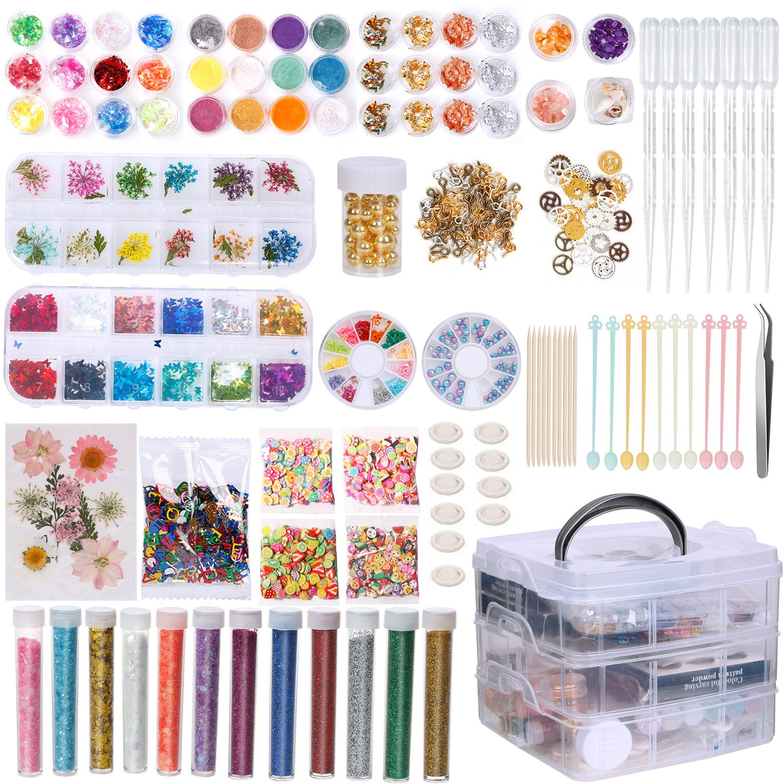 OSTWOLKE Modellierwerkzeug Resin Zubehör Epoxidharzbasteln Schmuck Selber Machen Set, (1 St), mit Aufbewahrungsbox