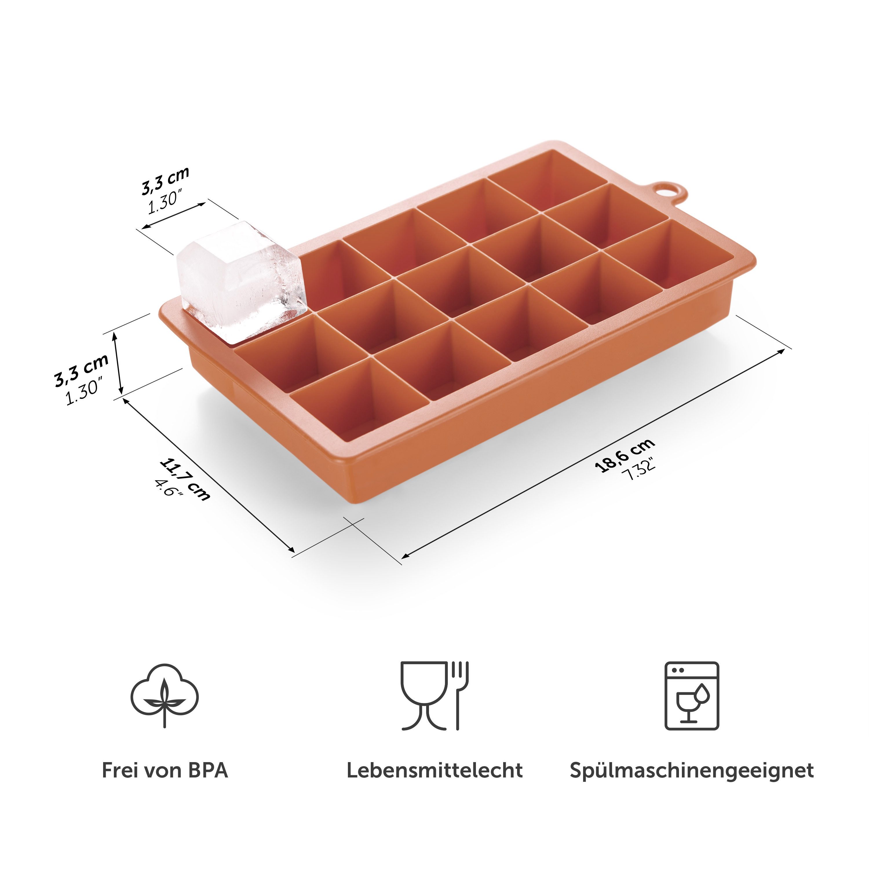 Blumtal Eiswürfelform Silikon - Größe XL, 2x15er Pack, BPA frei, Leichtes Herauslösen