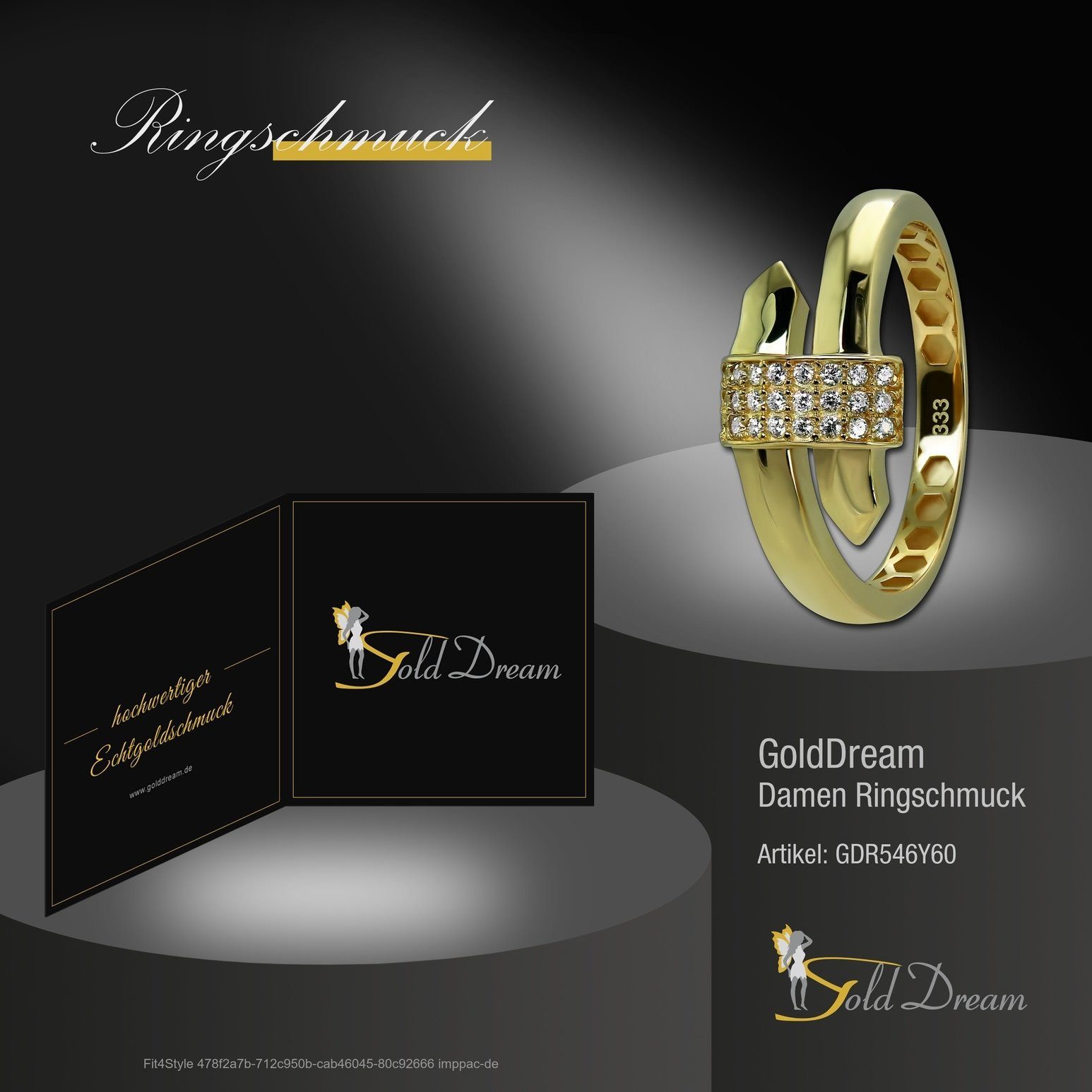 GoldDream Goldring GoldDream Ring Glamour Damen 333 Glamour Ring 8 Karat, Gelbgold Farbe: (Fingerring), - Gr.60 weiß Gold gold
