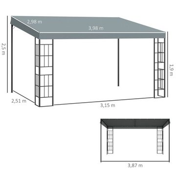 Outsunny Pavillon Überdachung, Zelt, mit 4 Seitenteilen, (Gartenpavillon, Pergola), für Garten, Balkon, Grau