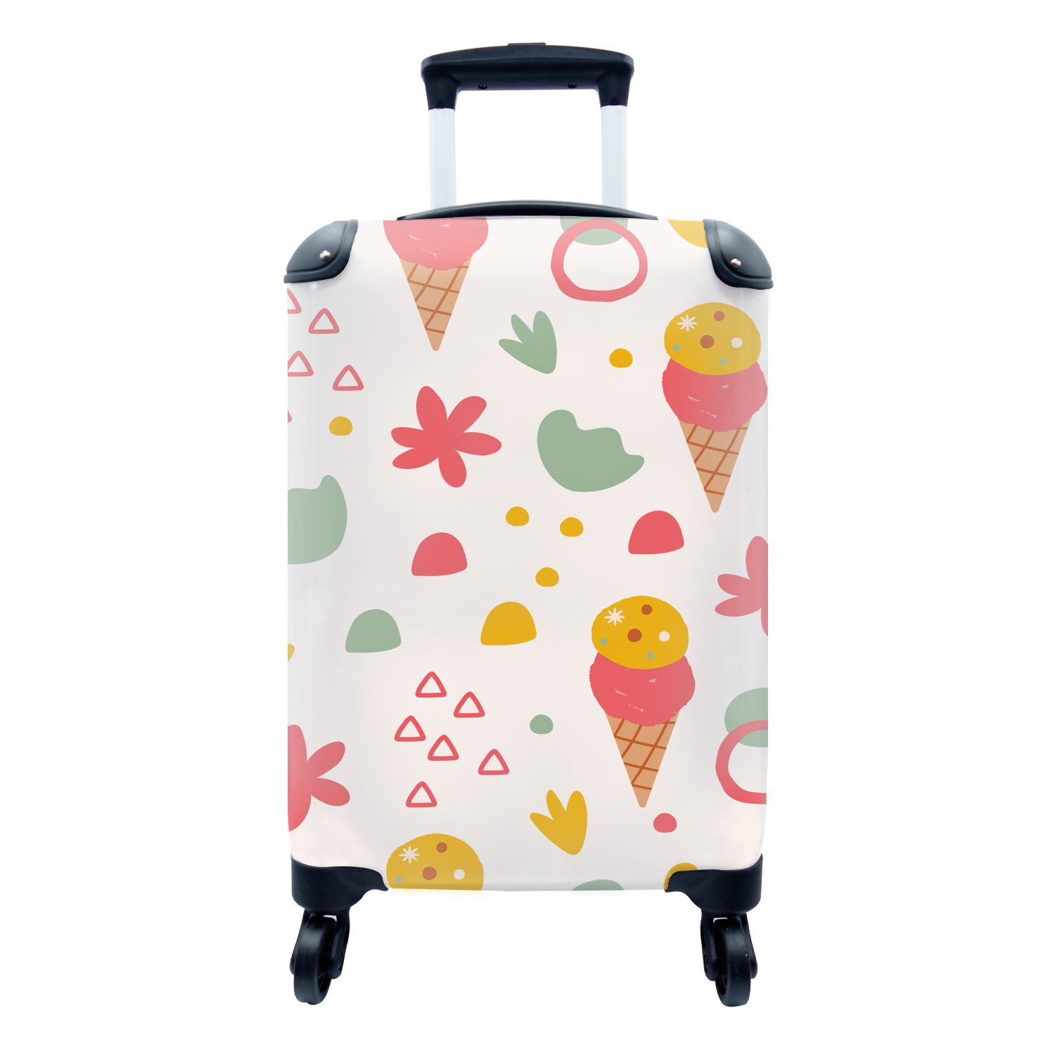 MuchoWow Handgepäckkoffer Eiscreme - Sommer - Design, 4 Rollen, Reisetasche mit rollen, Handgepäck für Ferien, Trolley, Reisekoffer