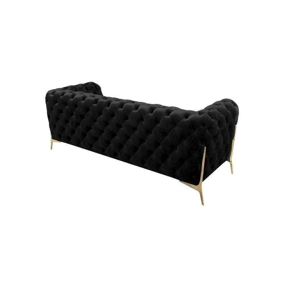 2-Sitzer Couch Sofa, Made Schwarzes Textil in Europe Sofa JVmoebel Chesterfield Designer Sofa