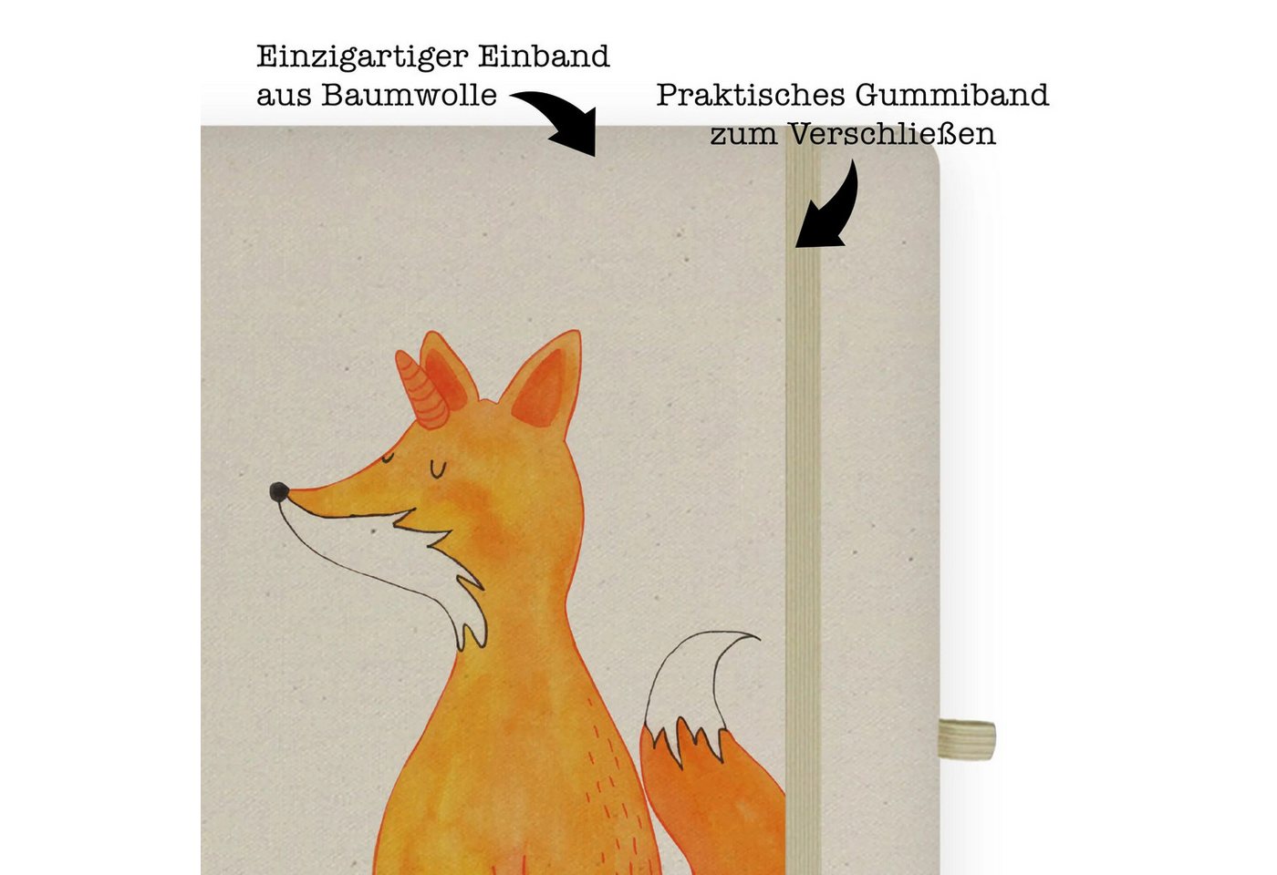 Thumbnail - Mr. & Mrs. Panda Notizbuch Einhorn Fuchs - Transparent - Geschenk, Unicorn, DIN A4 Projektbuch, Mr. & Mrs. Panda, Echte ...