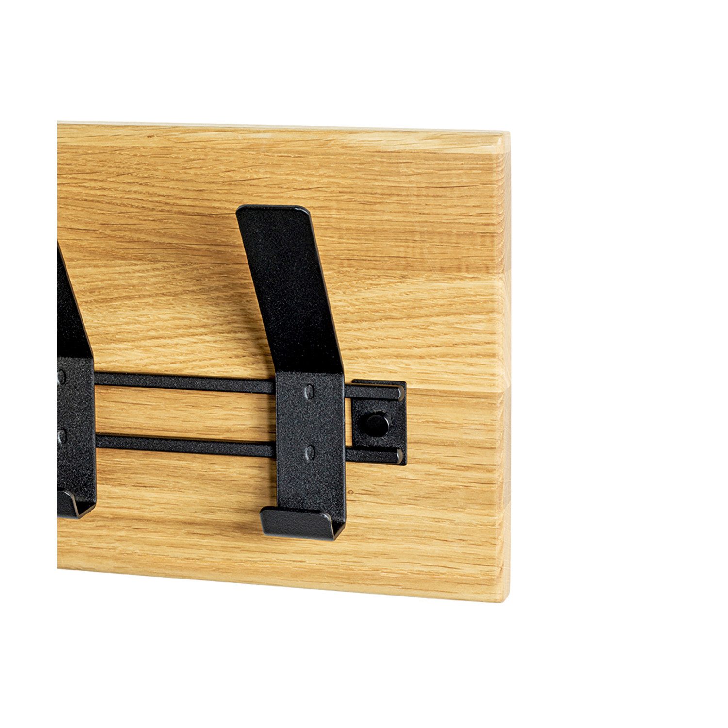 HAKU Garderobenstange Garderobe - eiche-schwarz - Massivholz, Metall - B. 60cm - Ständer, (1xWandgarderobe, Wandhalterung - Wandhalter), Wandhakenleiste - Hakenleiste - Garderobenleiste - Wandhaken